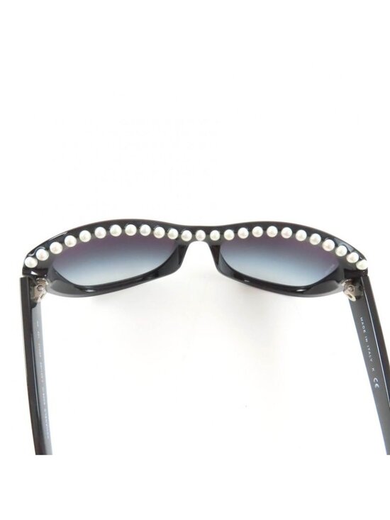 Chanel Logo Faux Pearl Sunglasses Eyewear Black main image 6